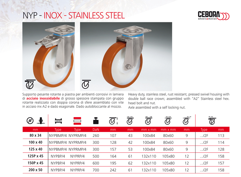 Ruote Industriali , castors / casters, Ruote e Supporti , wheels & housings  / forks / brackets , Ruote per Carrelli , ruote ,ruote per mobili , Cebora